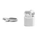 Auriculares bluetooth 5.0 con logo color blanco tercera vista