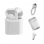 Auriculares bluetooth 5.0 con logo color blanco vista colores