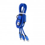 Cable de carga de nylon con colores y tres conexiones diferentes color azul ultramarino primera vista