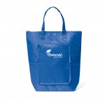 Bolsa plegable de poliéster que sirve de nevera con cremallera color azul real imagen con logo
