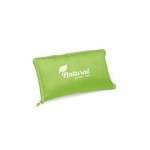 Bolsa plegable de poliéster que sirve de nevera con cremallera color verde claro imagen con logo 2