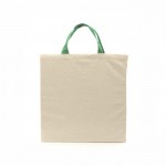 Bolsa de algodón con asas verdes 145 g/m2 color natural primera vista
