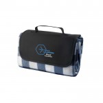 Manta polar de pícnic con diseño a cuadros y asa de transporte 180 g/m2 color azul imagen con logo