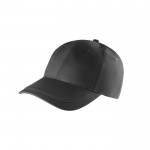 Gorra de algodón reciclado de 6 paneles con hebilla ajustable 280 g/m2 color negro