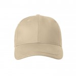 Gorra de algodón reciclado de 6 paneles con hebilla ajustable 280 g/m2 color beige primera vista