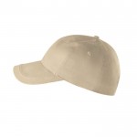 Gorra de algodón reciclado de 6 paneles con hebilla ajustable 280 g/m2 color beige tercera vista