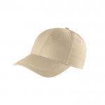 Gorra de algodón reciclado de 6 paneles con hebilla ajustable 280 g/m2 color beige