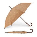 Original paraguas publicitario de corcho color marfil vista productos