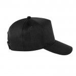Gorra de poliéster reciclado con 5 paneles y cierre adhesivo 210 g/m2 color negro segunda vista