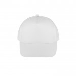Gorra de poliéster reciclado con 5 paneles y cierre adhesivo 210 g/m2 color blanco primera vista