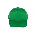 Gorra de poliéster reciclado con 5 paneles y cierre adhesivo 210 g/m2 color verde primera vista