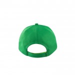 Gorra de poliéster reciclado con 5 paneles y cierre adhesivo 210 g/m2 color verde tercera vista