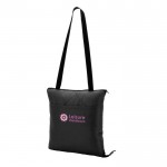 Manta de pícnic plegable de poliéster que se convierte en bolsa color negro imagen con logo