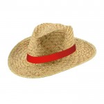 Sombrero de paja personalizada con logo color rojo