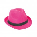 Sombrero de PP en distintos colores con cinta color fucsia