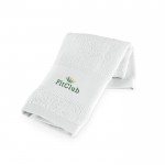 Toalla de algodón multiusos fabricada en Europa 380 g/m2 color blanco imagen con logo
