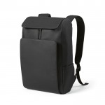 Mochila de cuero sintético con espacio acolchado para portátil 20L color negro