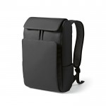 Mochila de cuero sintético con espacio acolchado para portátil 20L color negro
