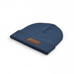 Gorro de lana y RPET con parche personalizable y pliegue original color azul segunda vista