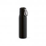 Botella de acero inoxidable reciclado con asa de cuerda 540ml color negro