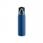 Botella de acero inoxidable reciclado con asa de cuerda 540ml color azul cuarta vista