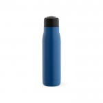 Botella de acero inoxidable reciclado con asa de cuerda 540ml color azul vista frontal