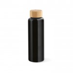 Botella de vidrio con tapón de bambú a prueba de fugas 490ml color negro