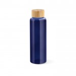 Botella de vidrio con tapón de bambú a prueba de fugas 490ml color azul