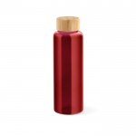 Botella de vidrio con tapón de bambú a prueba de fugas 490ml color rojo