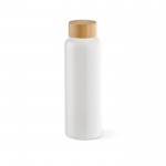 Botella de vidrio con tapón de bambú a prueba de fugas 490ml color blanco