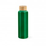Botella de vidrio con tapón de bambú a prueba de fugas 490ml color verde