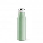 Botella de acero inoxidable reciclado con función térmica 470ml color verde pastel vista frontal