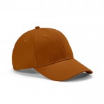 Gorra de algodón reciclado de 6 paneles con hebilla metálica 280 g/m2 color marrón