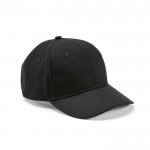 Gorra de algodón reciclado de 6 paneles con hebilla metálica 280 g/m2 color negro