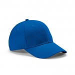 Gorra de algodón reciclado de 6 paneles con hebilla metálica 280 g/m2 color azul