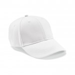 Gorra de algodón reciclado de 6 paneles con hebilla metálica 280 g/m2 color blanco