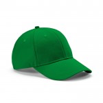 Gorra de algodón reciclado de 6 paneles con hebilla metálica 280 g/m2 color verde