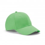 Gorra de algodón reciclado de 6 paneles con hebilla metálica 280 g/m2 color verde claro