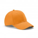 Gorra de algodón reciclado de 6 paneles con hebilla metálica 280 g/m2 color naranja