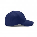 Gorra de algodón reciclado de 6 paneles con hebilla metálica 280 g/m2 color azul marino tercera vista