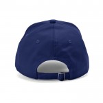 Gorra de algodón reciclado de 6 paneles con hebilla metálica 280 g/m2 color azul marino vista trasera