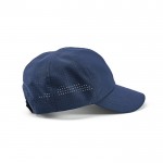 Gorra de RPET de 6 paneles con broche trasero ajustable 110 g/m2 color azul vista lateral