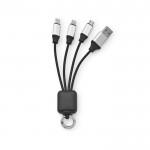 Cable de carga 4 en 1 de rTPR con distintos puertos de conexión color negro vista frontal