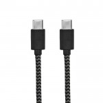 Cable de RPET de 1 metro con dos conectores de tipo USB-C color negro tercera vista