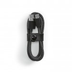 Cable de RPET de 1 metro con dos conectores USB-A y USB-C color negro segunda vista