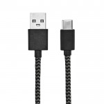 Cable de RPET de 1 metro con dos conectores USB-A y USB-C color negro tercera vista