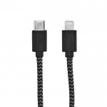 Cable de carga de RPET de 1 metro con puerto USB-C y Lightning color negro tercera vista