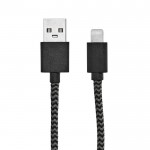 Cable de carga de RPET de 1 metro con conector USB-A y Lightning color negro tercera vista