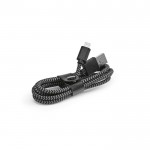 Cable de carga de RPET de 1 metro con conector USB-A y Lightning color negro