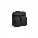 Bolsa térmica de RPET con acabados negros y cierre enrollable color negro